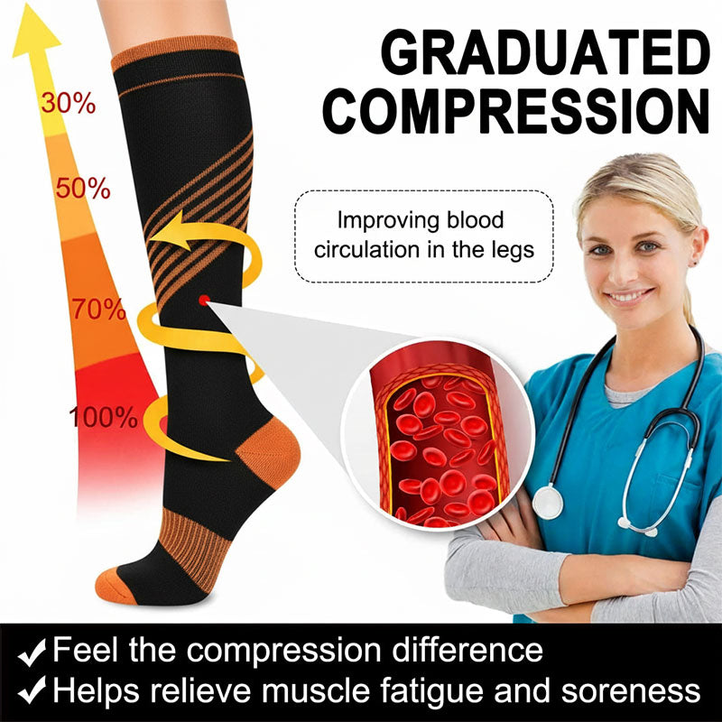 Cycling Compression Socks Knee-High Graduated Support for Sports Athletic Running