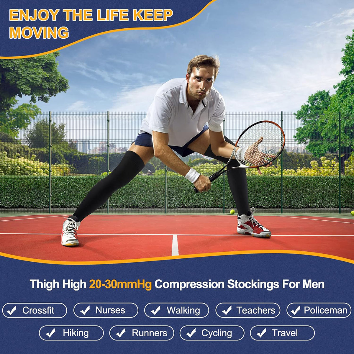 Thigh High Compression Socks 20-30 mmHg – Firm Support Stockings for Women & Men