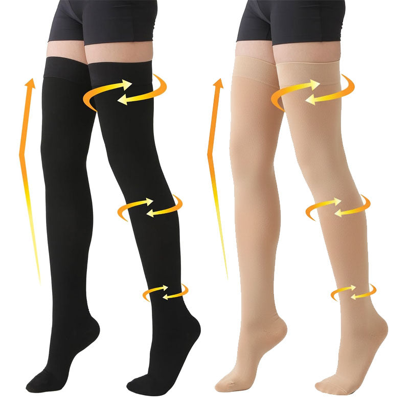 Thigh High Compression Socks 20-30 mmHg – Firm Support Stockings for Women & Men