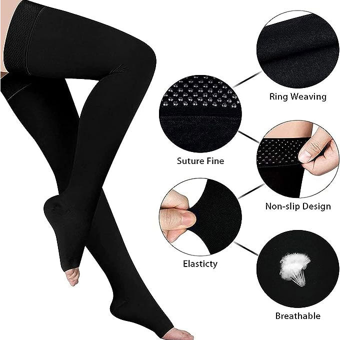 Thigh High Compression Socks 20-30 mmHg – Firm Support Stockings for Women & Men