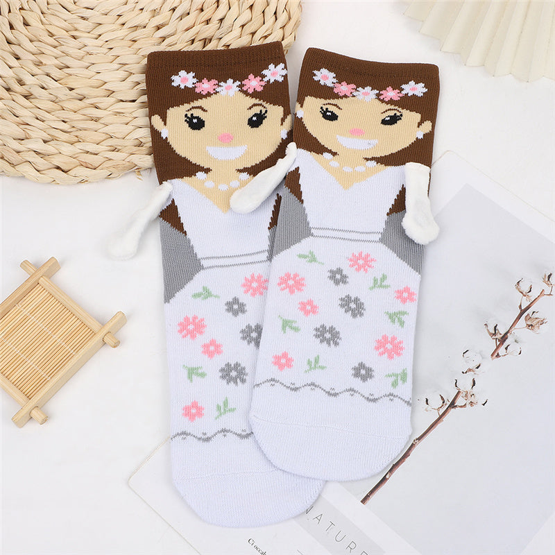 Whimsical Cartoon Bride & Groom Socks