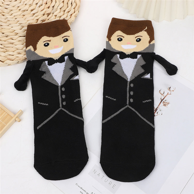 Whimsical Cartoon Bride & Groom Socks