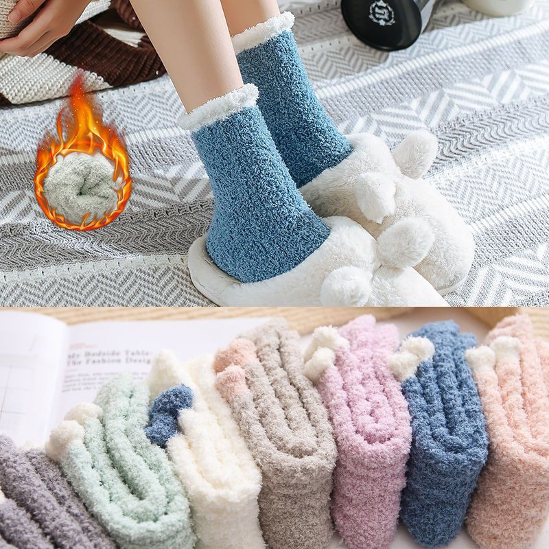 4 Pairs Women Fluffy Slipper Socks Warm Soft Cozy Sleeping Coral Fleece Fuzzy Socks