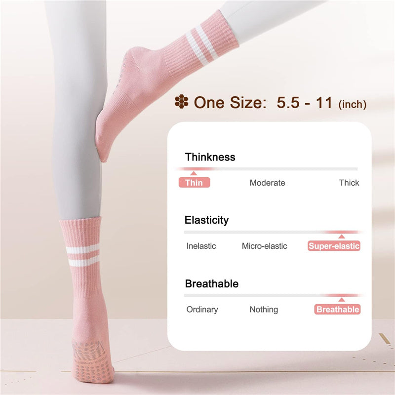 Yoga Socks with Grips for Women Non Slip Pilates Workout Ballet