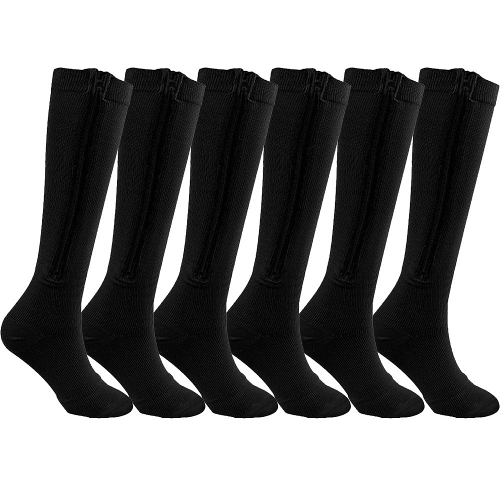 Zipper Compression Socks for Women and Men - 15–20mmHg Knee-High Close ...
