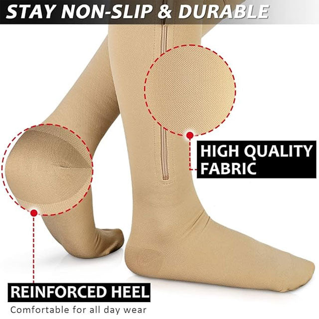 Zipper Compression Socks for Men & Women – Easy Wear Support Stockings for Sports, Travel & Daily Use