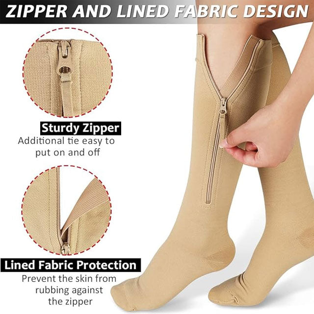 Zipper Compression Socks for Men & Women – Easy Wear Support Stockings for Sports, Travel & Daily Use