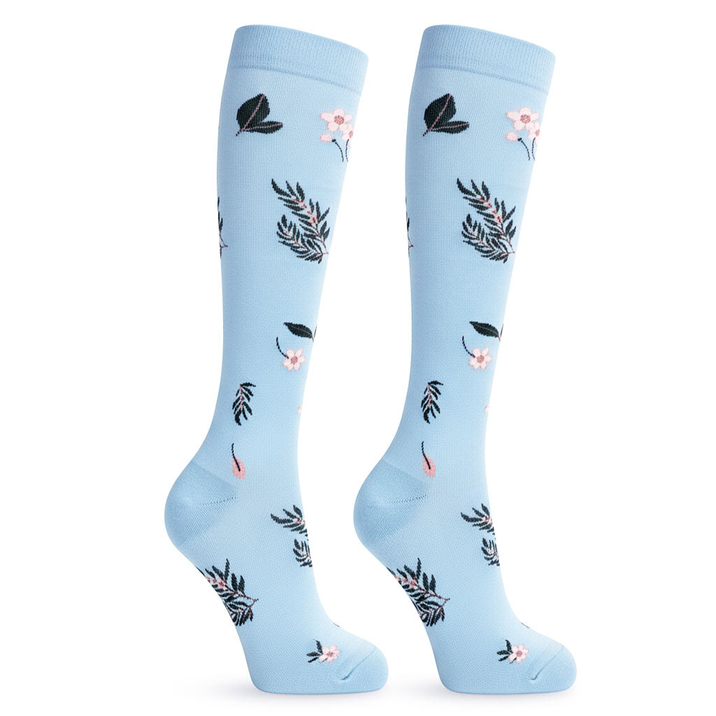Flower Knee High Compression Socks for Women & Men – Sports Nylon Stoc ...