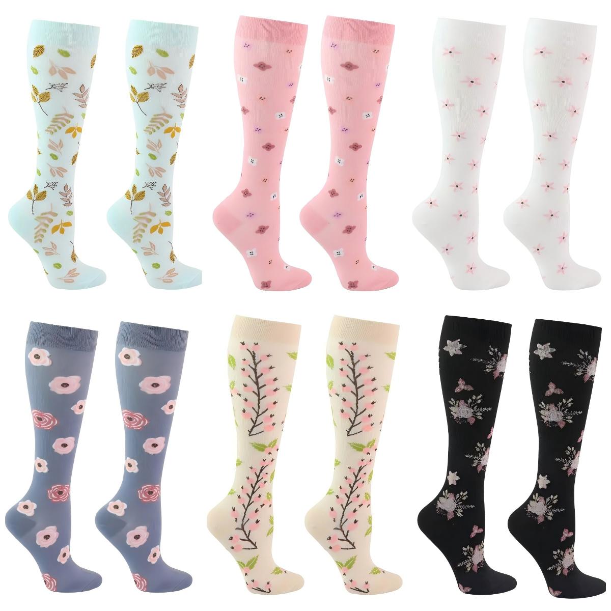 Flower Compression Socks for Women & Men Circulation-Support Knee High ...