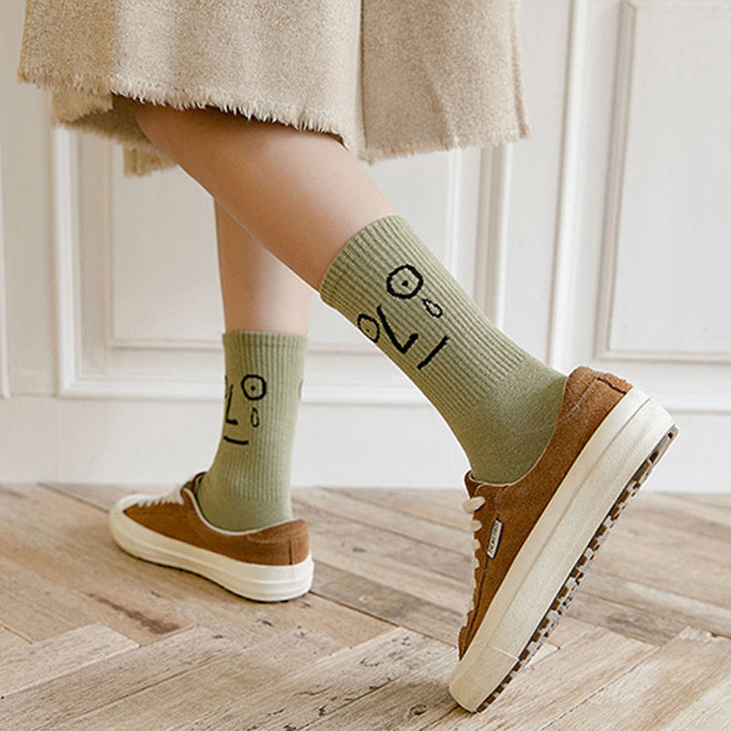 Crazy Funny Emotion Crew Socks Soft Cotton