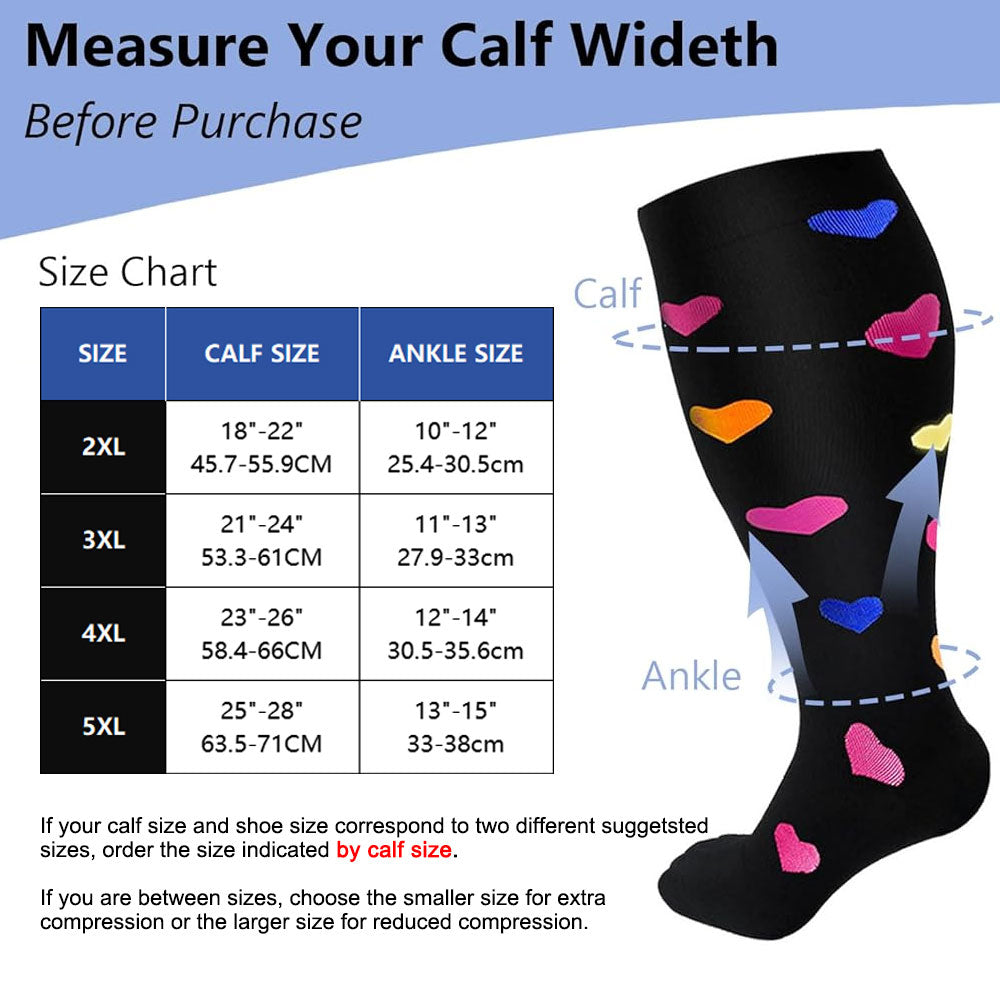 3 Pairs Plus Size Compression Socks for Wide Calf Men & Women – 20–30 mmHg Graduated Support for Circulation & Comfort