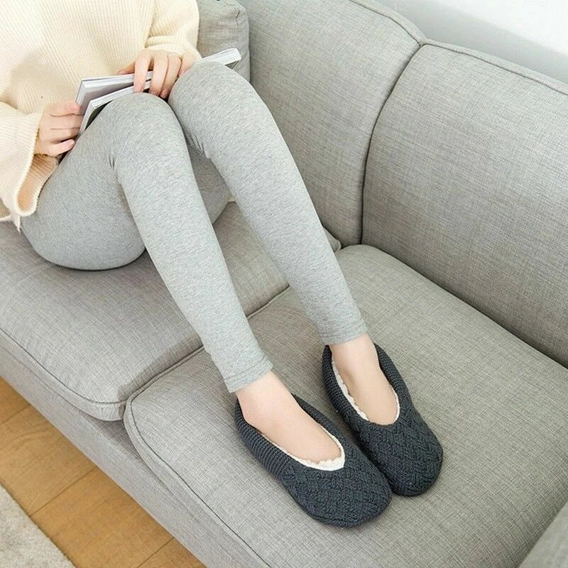 Women Knit Slipper Socks Ankle Short Fleece Lined Thicken Home Anti Slip