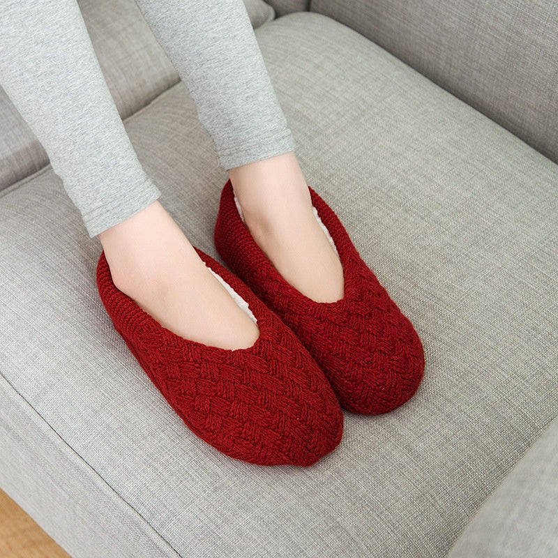 Women Knit Slipper Socks Ankle Short Fleece Lined Thicken Home Anti Slip